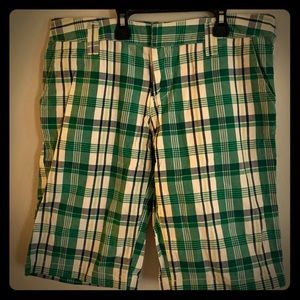 Roxy size 5 green and blue plaid shorts 2 pocket